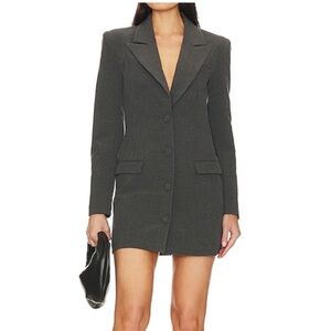 Camila Coelho Gray Blazer Dress with Structured Shoulders